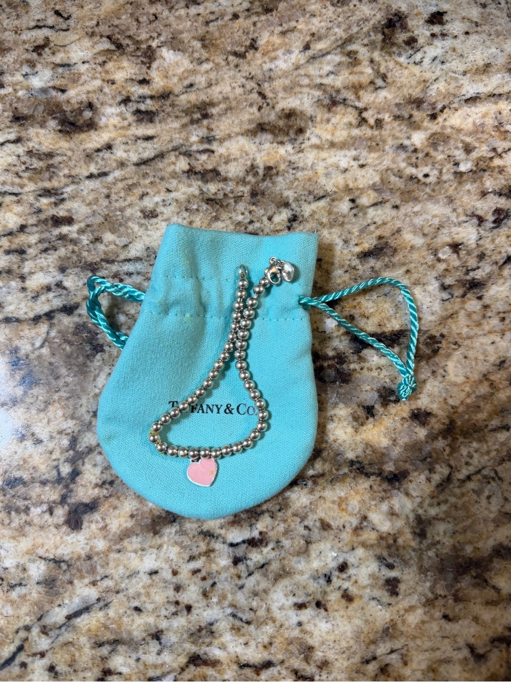 Tiffany & Co. Silver Bead Bracelet with Heart Tag